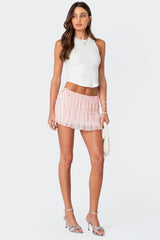 Abrielle Tiered Chiffon Mini Skirt