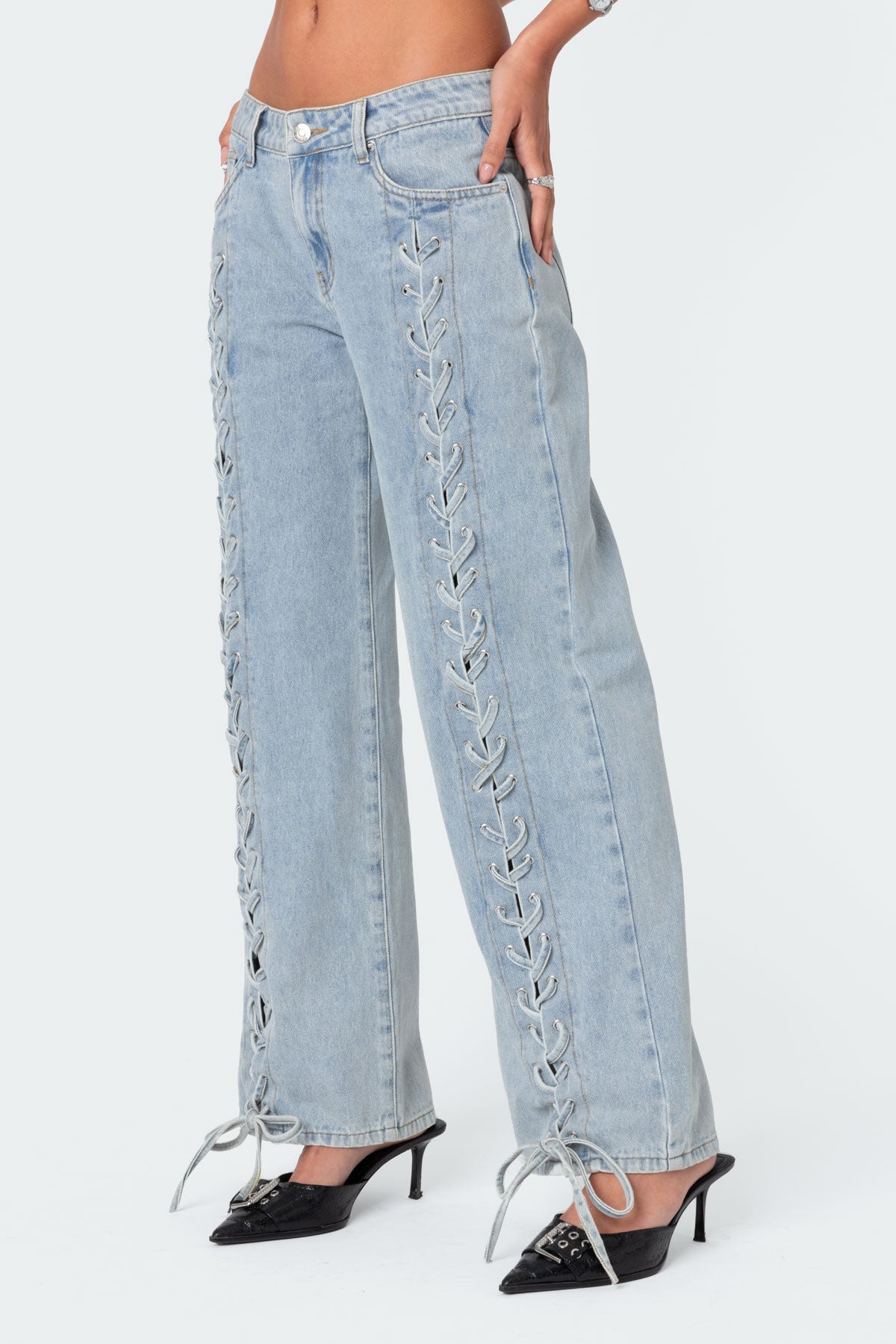 Laced Up Low Rise Jeans