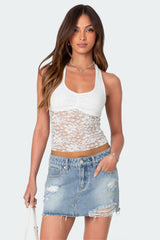 Tia Sheer Lace Halter Top