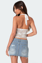 Tia Sheer Lace Halter Top