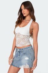 Tia Sheer Lace Halter Top