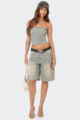 Shira Washed Denim Bermuda Shorts