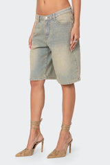 Shira Washed Denim Bermuda Shorts