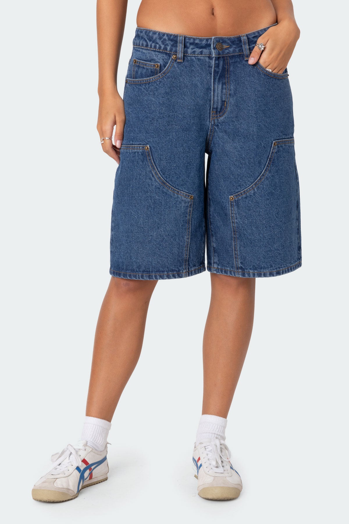 Jacqui Low Rise Denim Bermuda Shorts