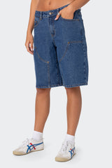 Jacqui Low Rise Denim Bermuda Shorts