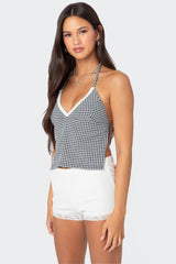 Charmaine Open Back Gingham Top