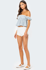 Lacey Ruffle Trim Fold Over Shorts