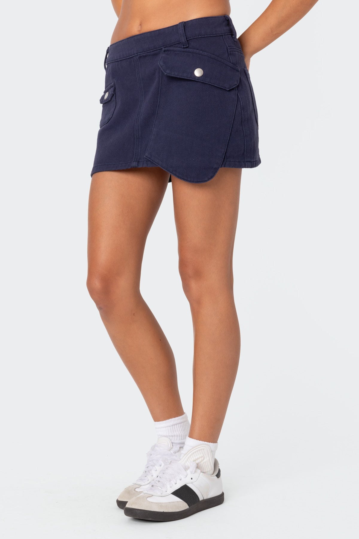 Asymmetric Pocket Mini Skirt