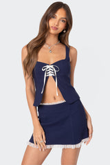 Marlowe Lace Up Split Front Top