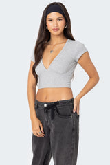 Deep V Neck Crop Top