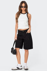 Jacqui Low Rise Denim Bermuda Shorts