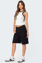 Jacqui Low Rise Denim Bermuda Shorts