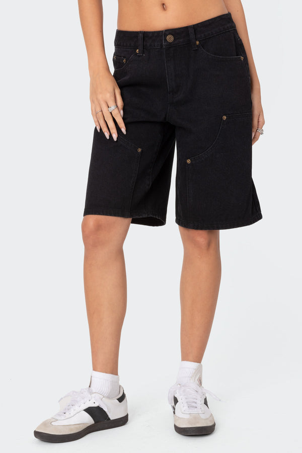 Jacqui Low Rise Denim Bermuda Shorts