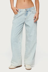 Petite Bow Pocket Low Rise Baggy Jeans