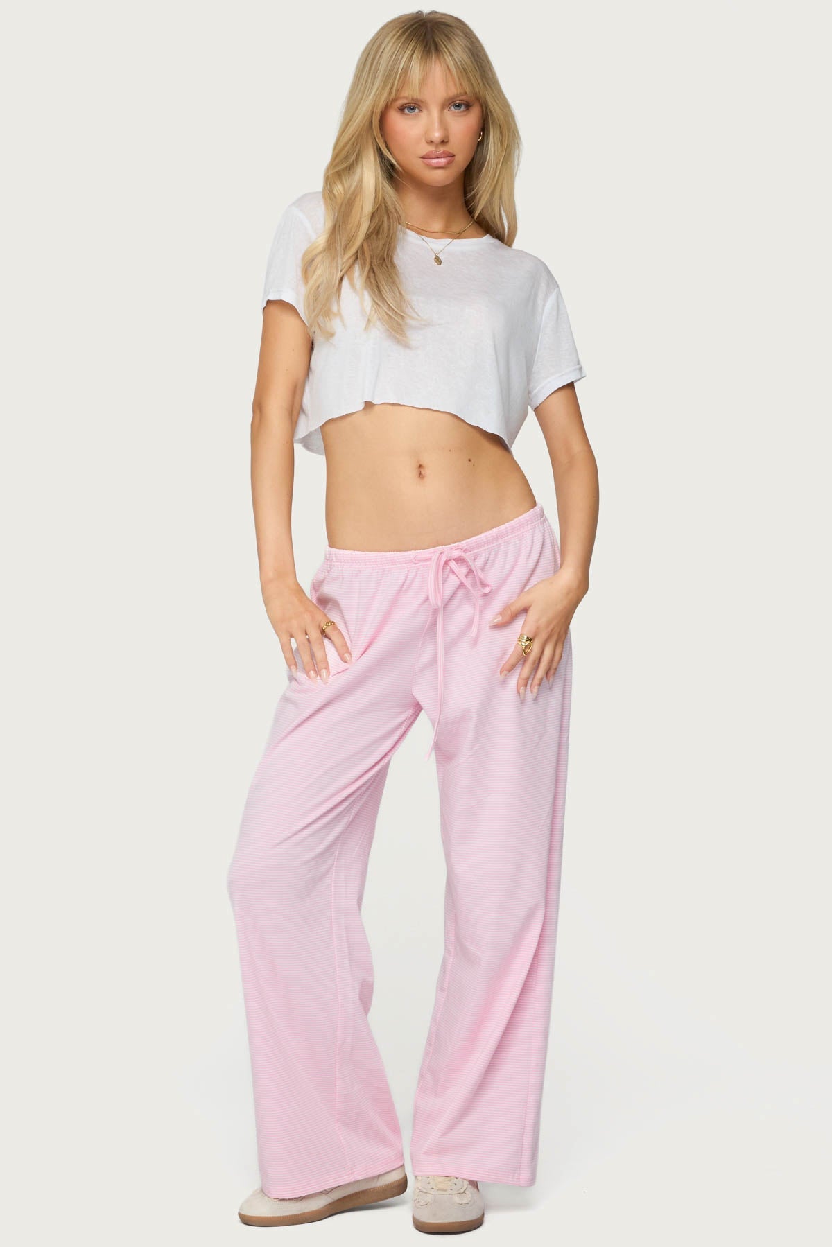 Petite Olivia Striped Loose Fit Trousers