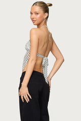 Polka Dot Backless Chiffon Top