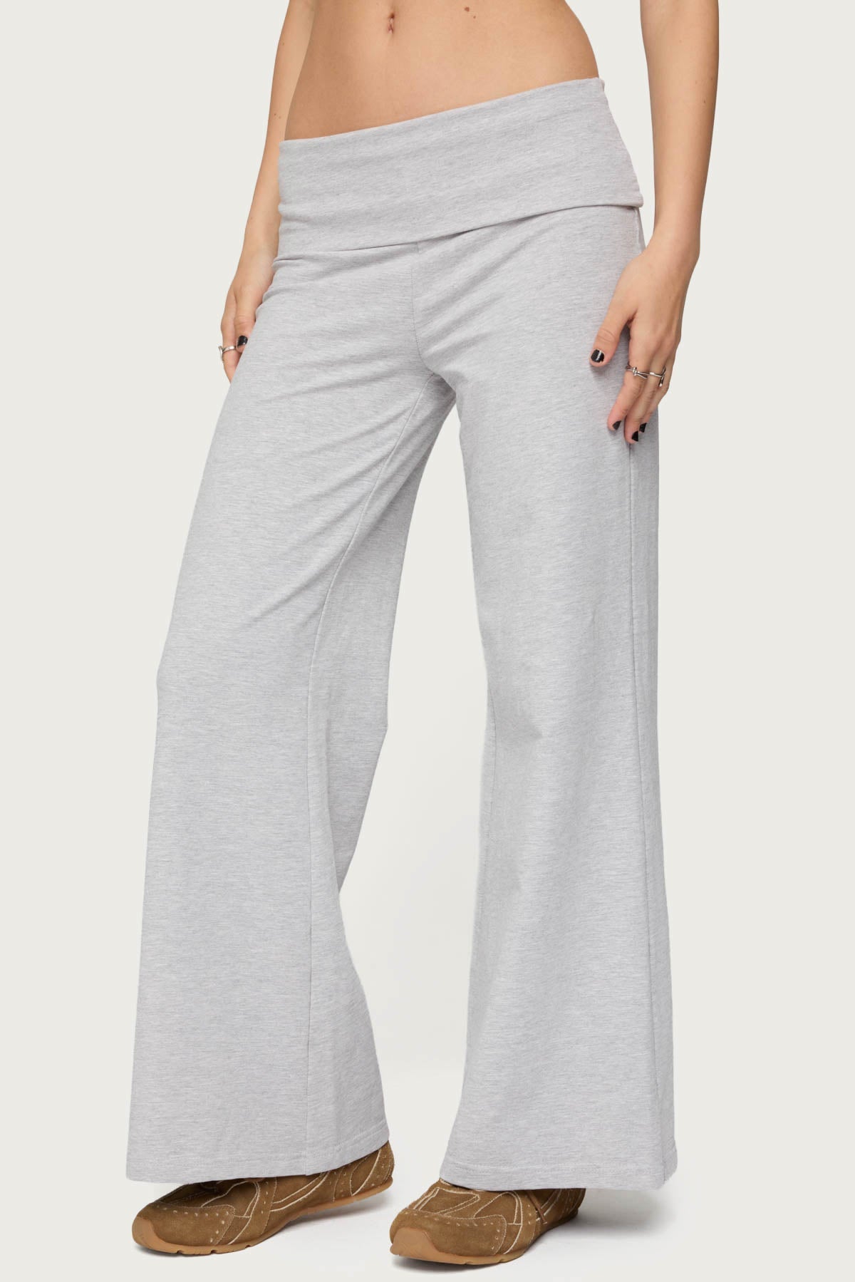 Petite Wide Leg Fold Over Trousers