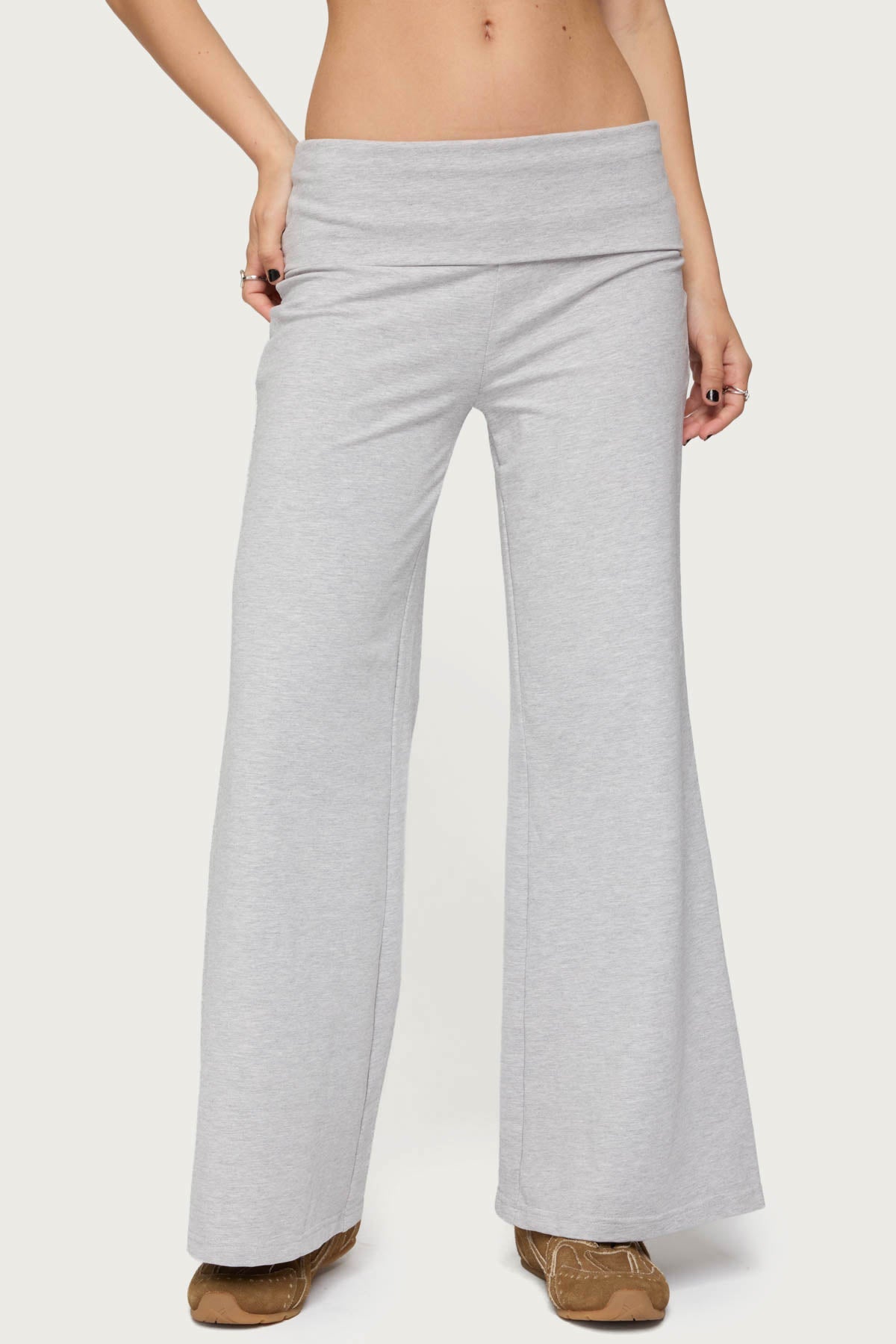 Petite Wide Leg Fold Over Trousers
