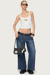 Petite Cory Striped Low Rise Baggy Jeans