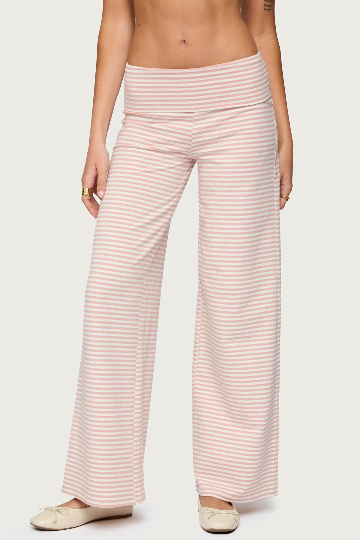 Lilah Striped Fold Over Trousers