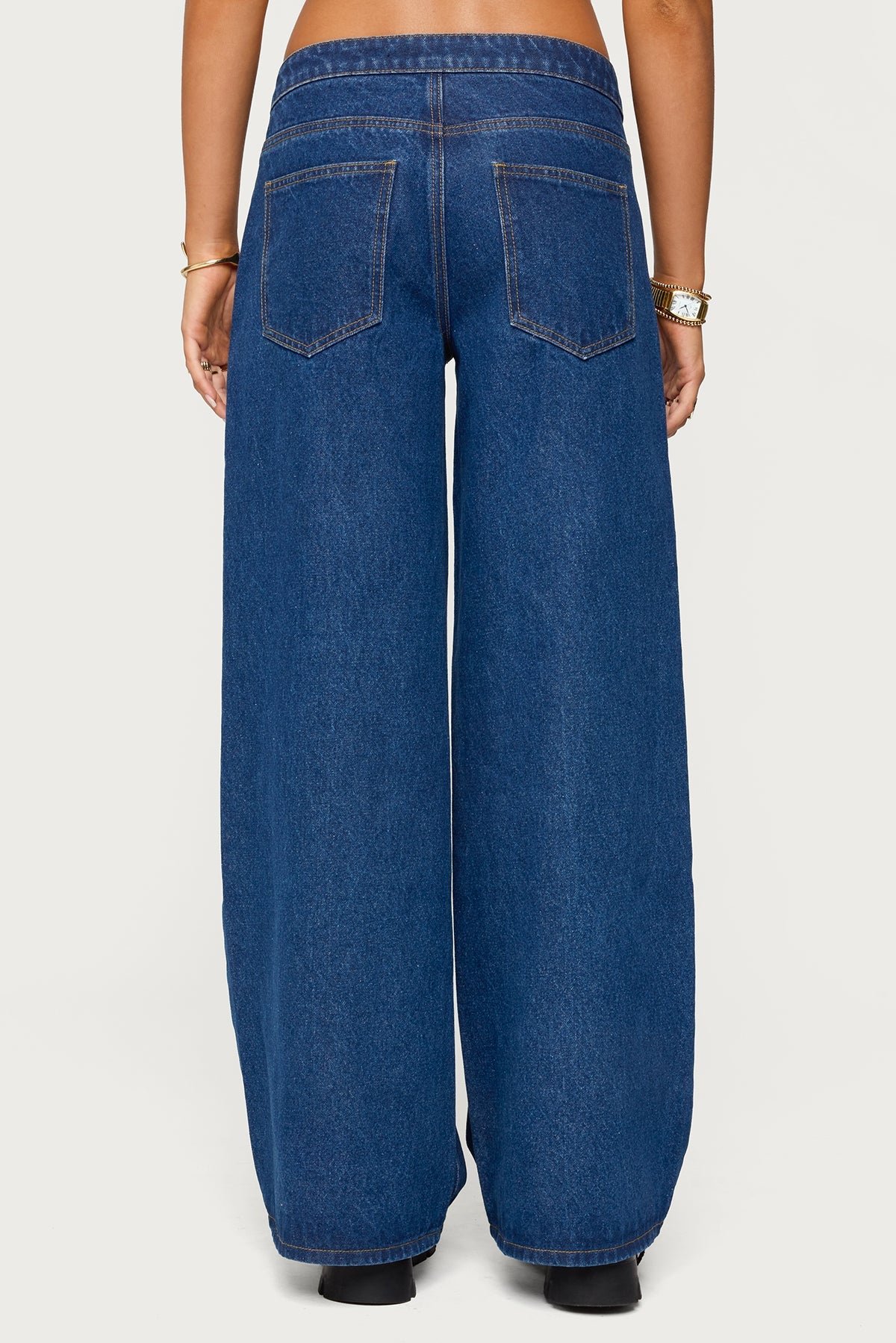 Edie Belt Detail Low Rise Baggy Jeans