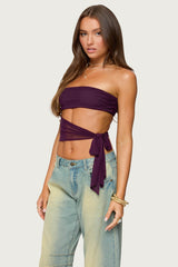 Amaro Strapless Side Tie Cut Out Top
