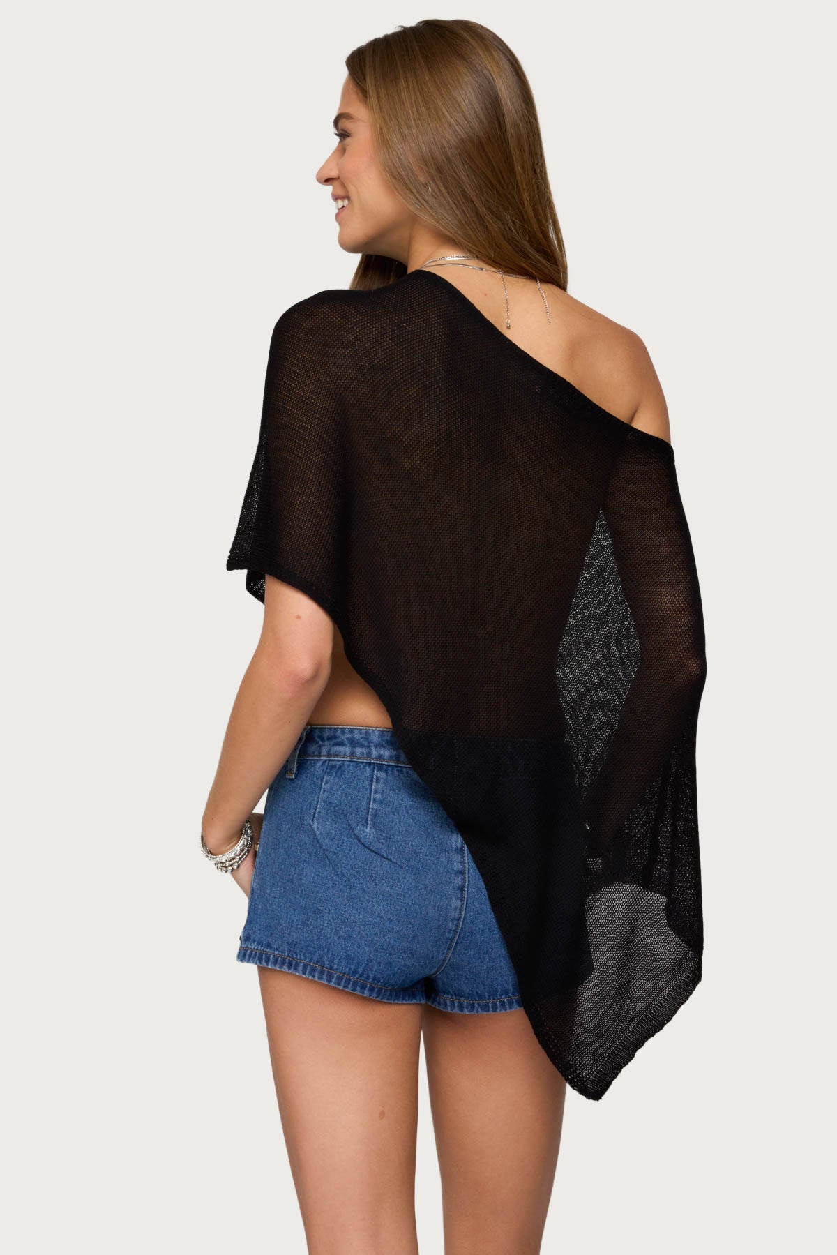 Azalia Asymmetric Knit Poncho