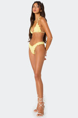 Golden Ruffle Edge Bikini Bottom