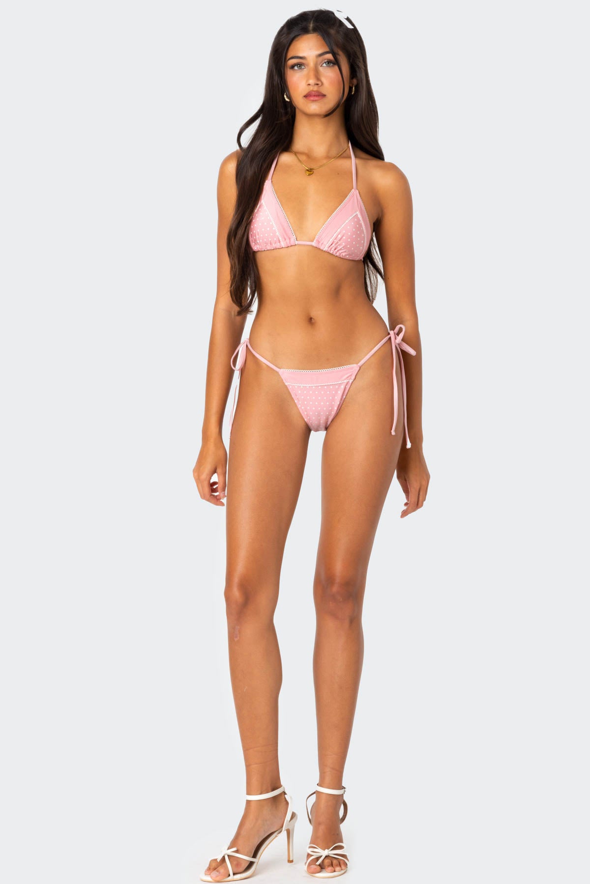 Contrast Polka Dot String Bikini Bottom