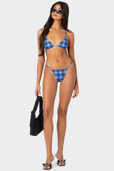 Preppy Plaid String Bikini Bottom