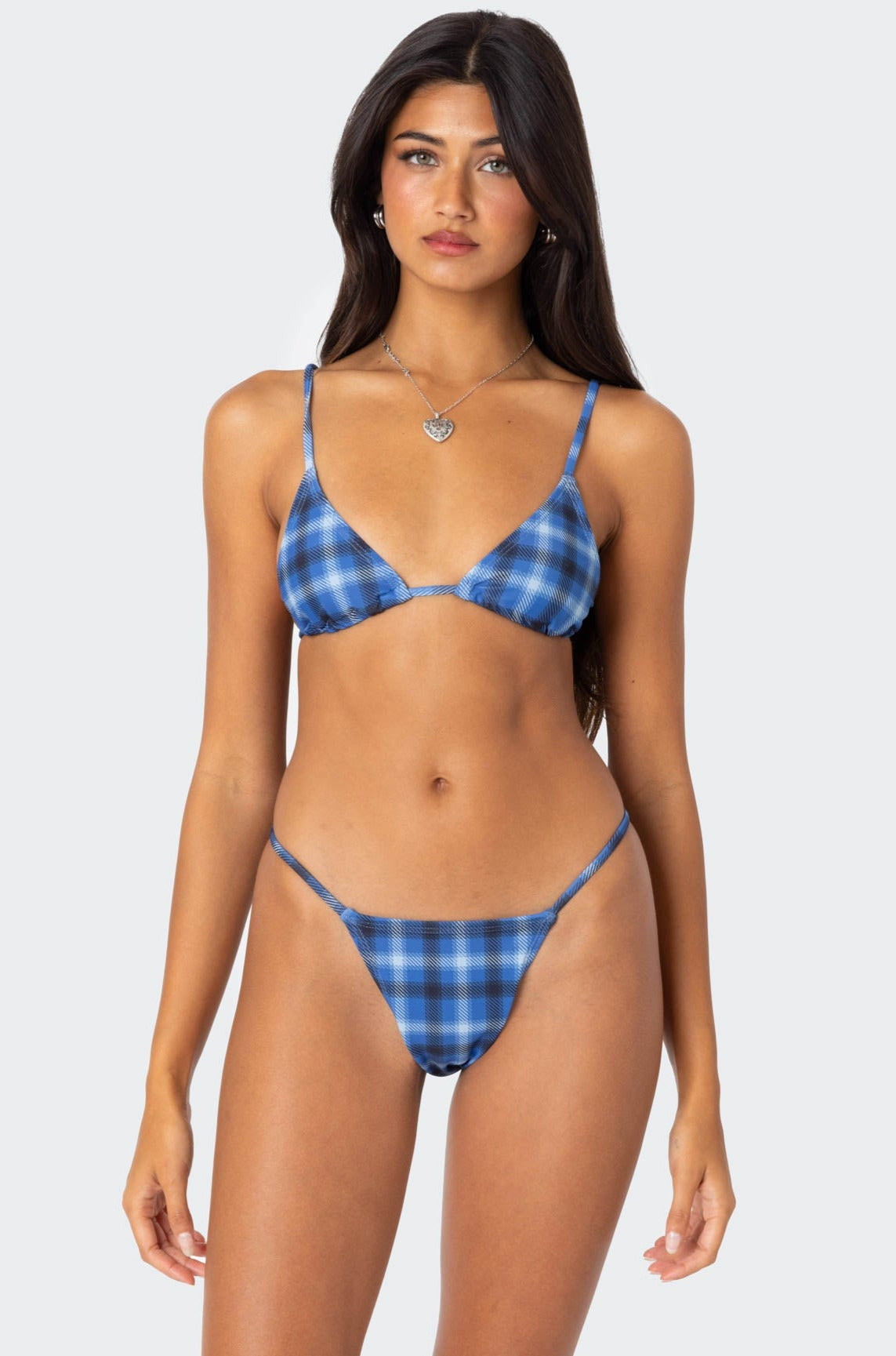 Preppy Plaid Triangle Bikini Top