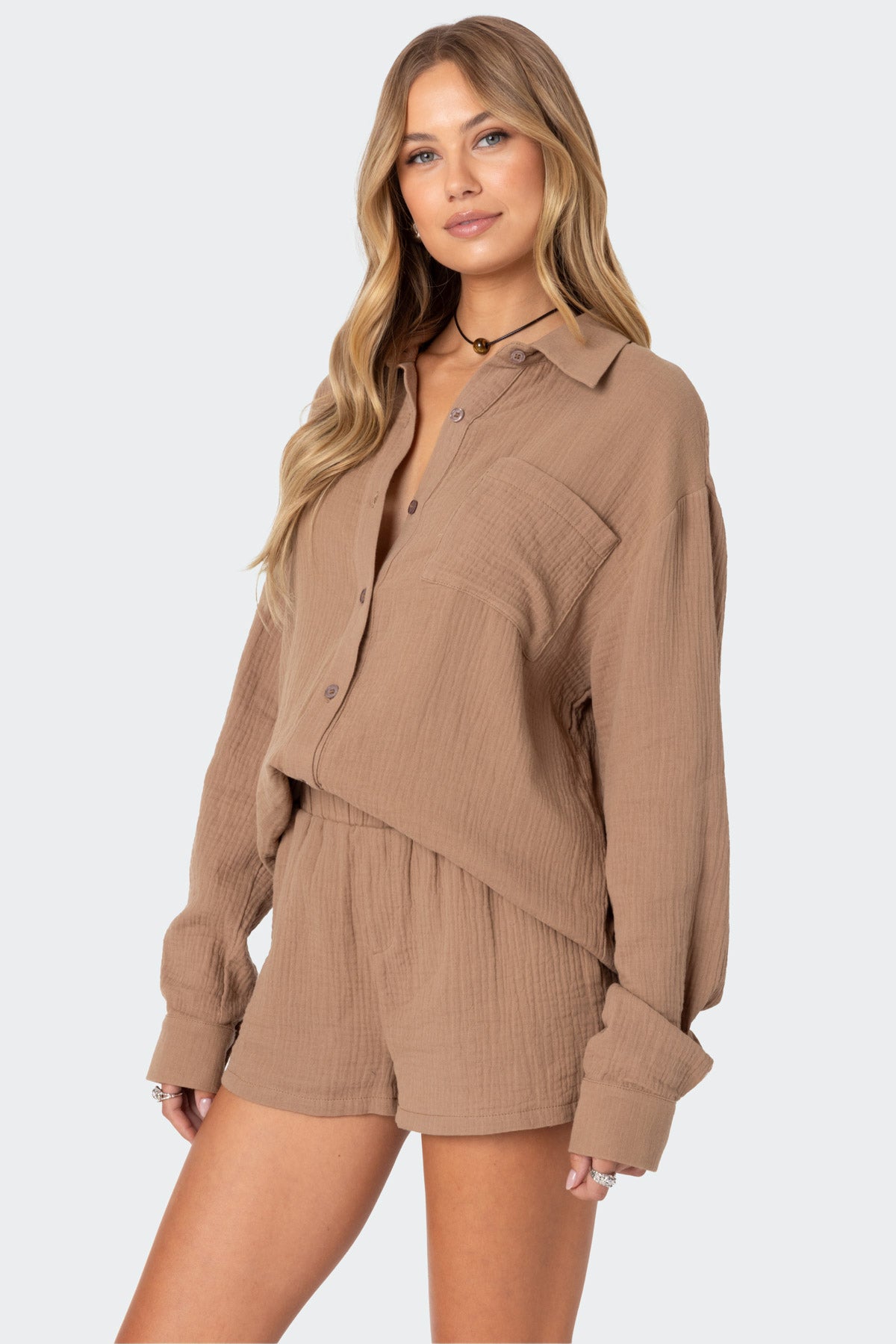 Levy Oversized Gauze Button Up Shirt