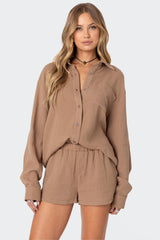 Levy Oversized Gauze Button Up Shirt