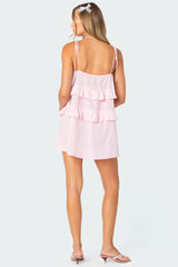 Dorothia Sheer Linen Look Mini Dress