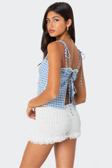 Billie Open Tie Back Gingham Top