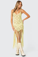 Fringey Crochet Maxi Dress