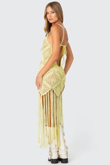 Fringey Crochet Maxi Dress