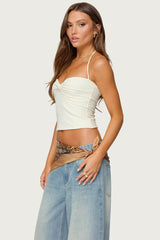 Zoee Twisted Textured Halter Top