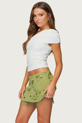 Fold Over Ruched One Shoulder Top