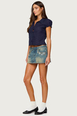 Lanie Eyelet Tailored Button Up Shirt