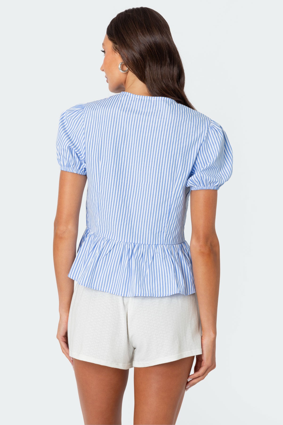 Puffed Sleeve Tie Front Top