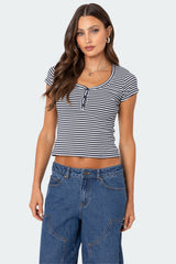 Kady Striped Henley T Shirt