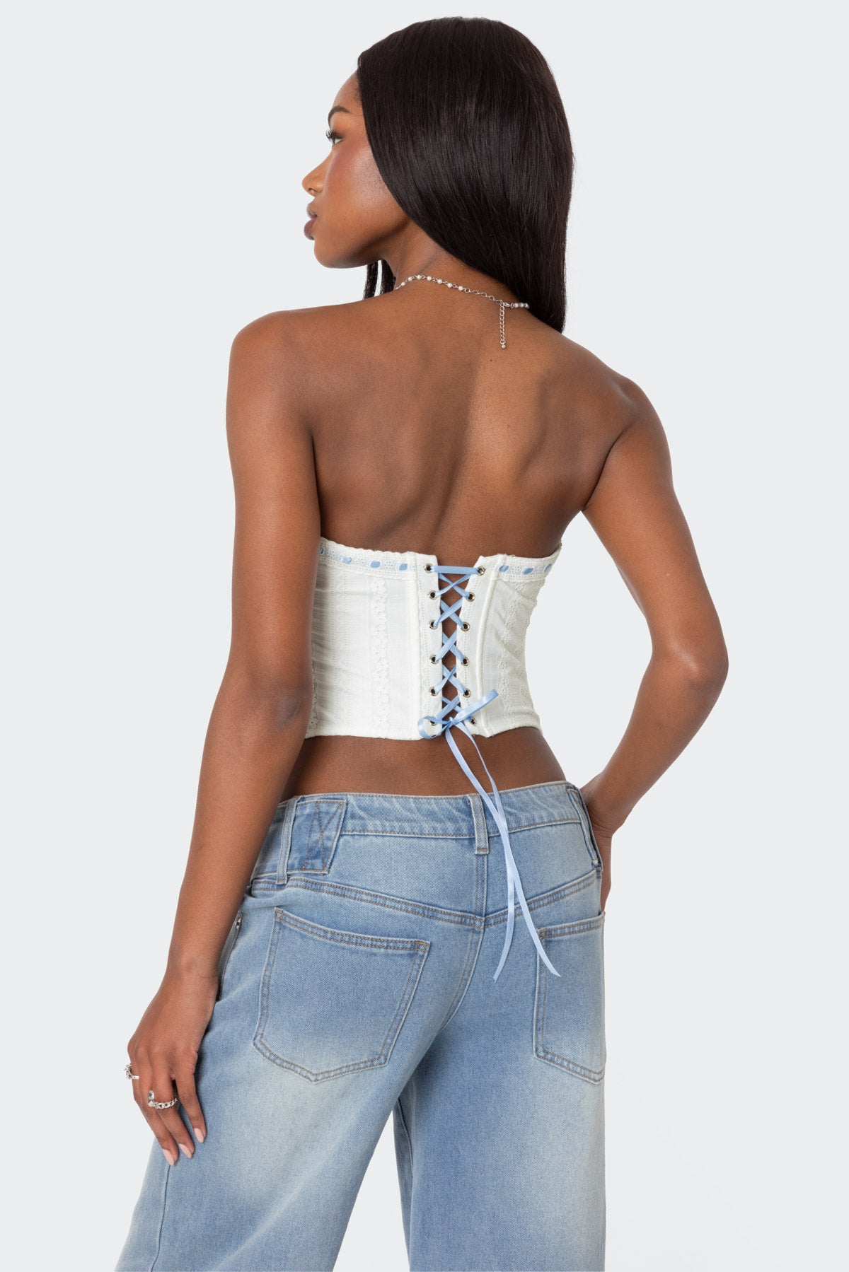 Mist Lacey Ribbon Corset