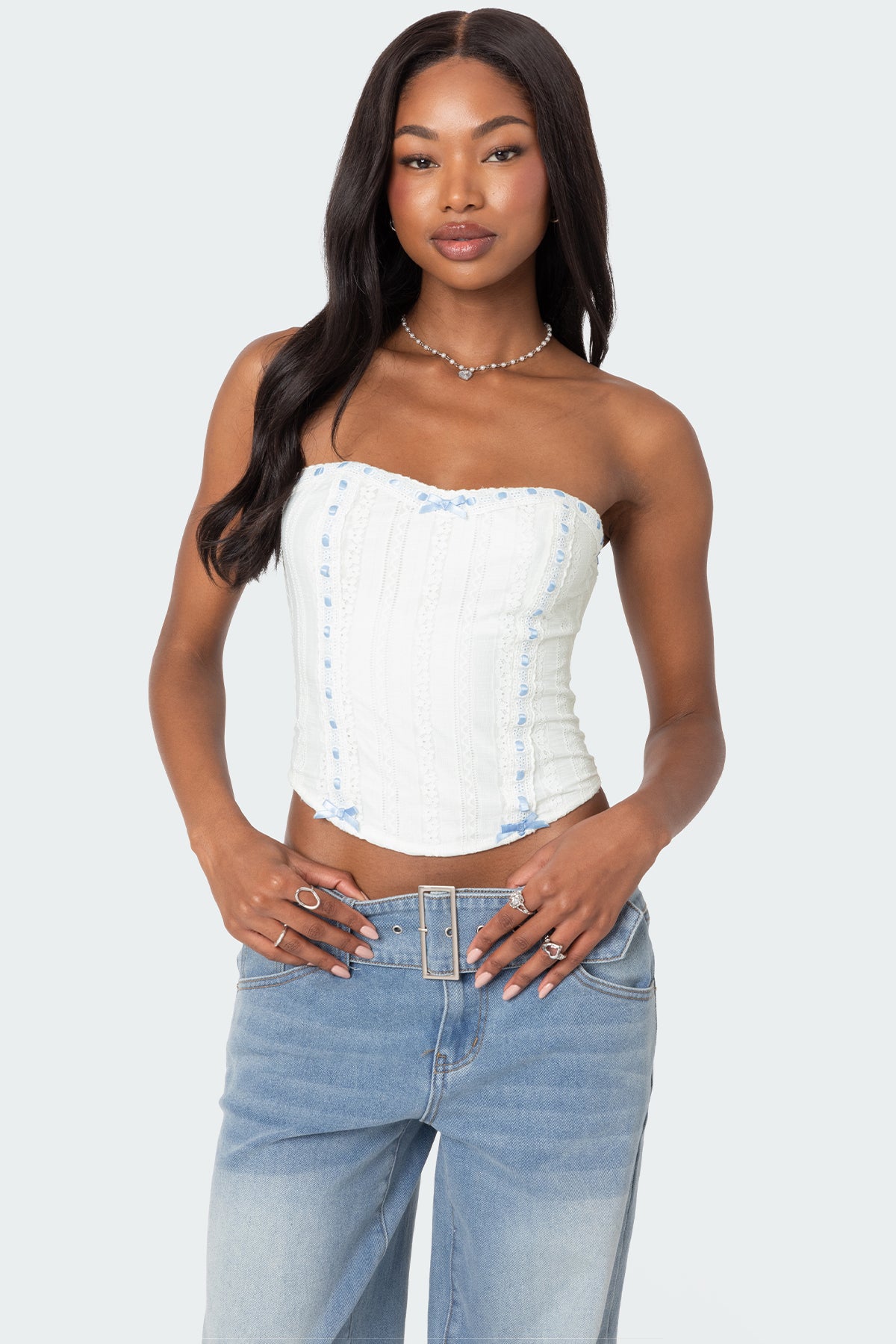 Mist Lacey Ribbon Corset