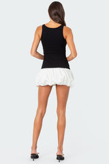 Contrast Bubble Skirt Ribbed Mini Dress