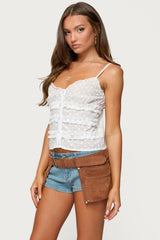 Chrissa Embroidered Cotton Ruffle Top