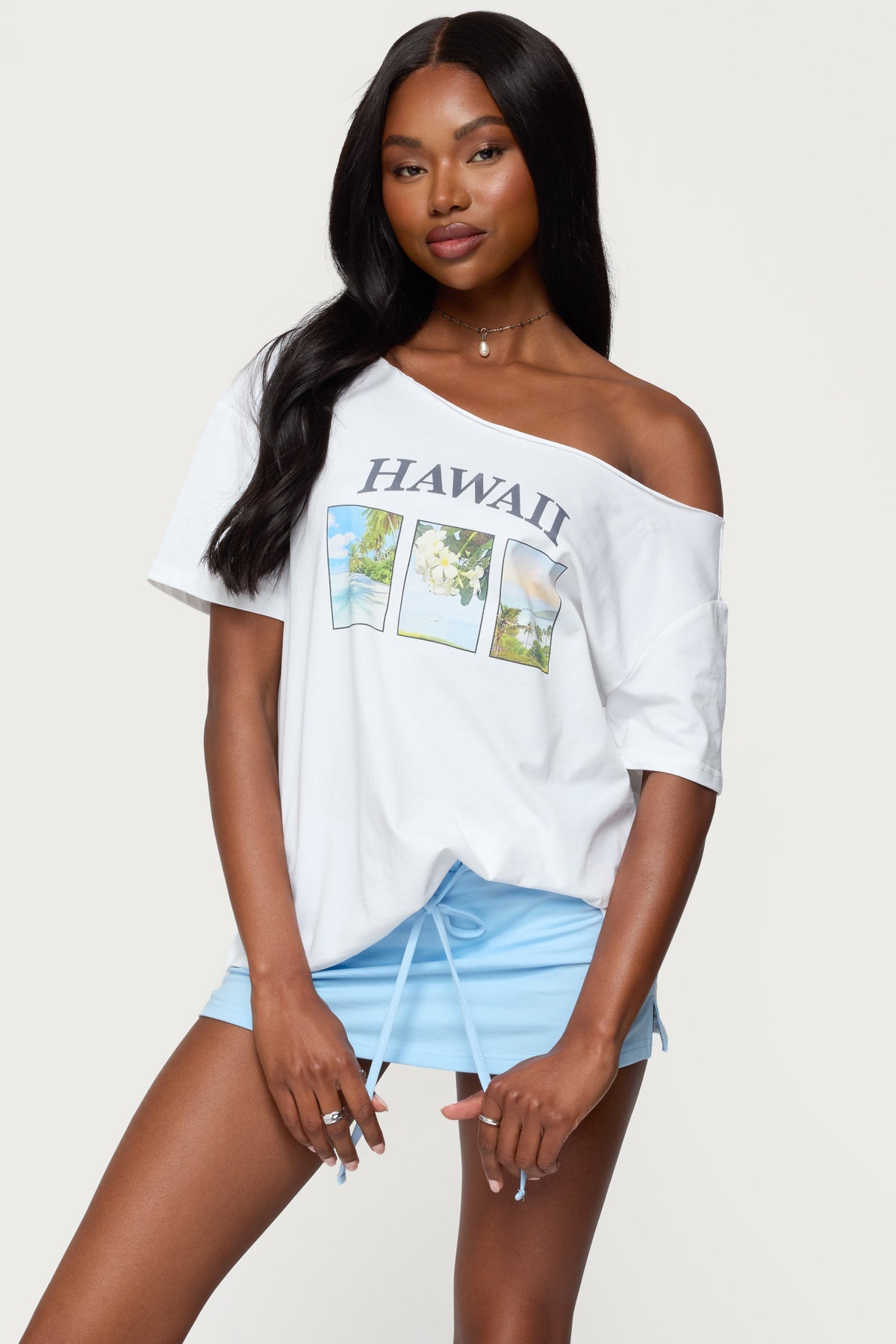 Hawaiian Babe Off Shoulder T Shirt