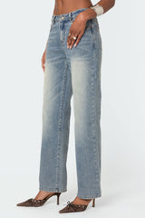 Amia High Rise Straight Leg Jeans