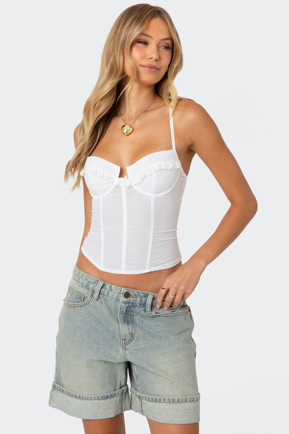 Semi Sheer Linen Look Corset