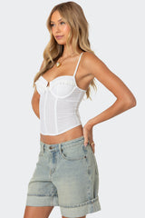 Semi Sheer Linen Look Corset